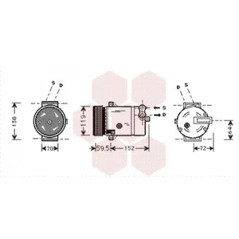 Compresseur, climatisation VAN WEZEL 3700K318