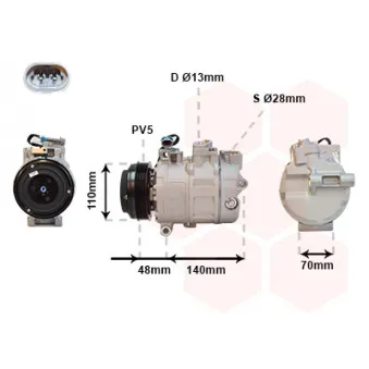 Compresseur, climatisation VAN WEZEL 3700K356