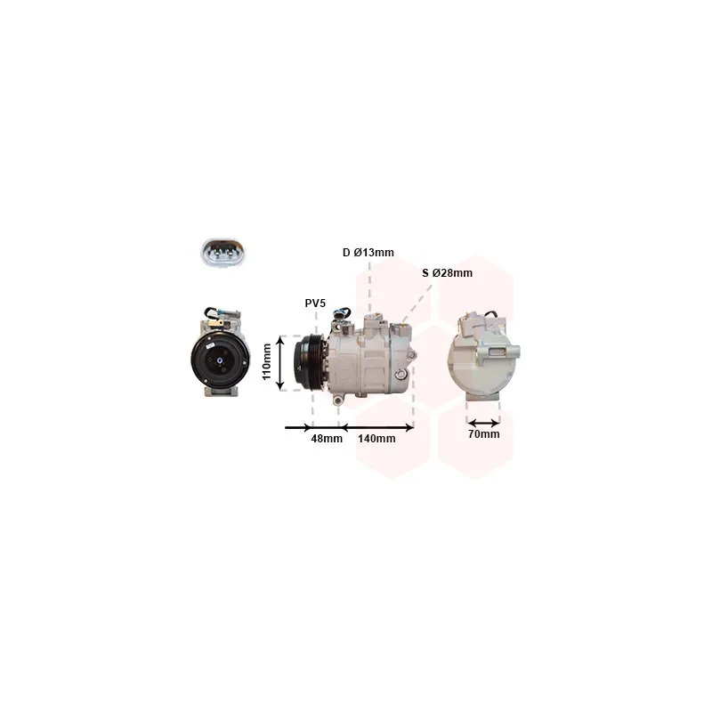 Compresseur, climatisation VAN WEZEL 3700K356