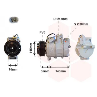 Compresseur, climatisation VAN WEZEL 3700K357