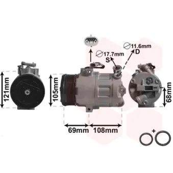 Compresseur, climatisation VAN WEZEL 3700K358