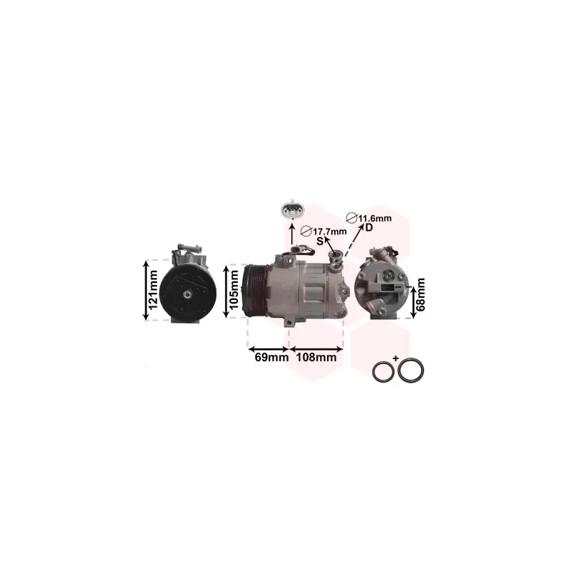Compresseur, climatisation VAN WEZEL 3700K358