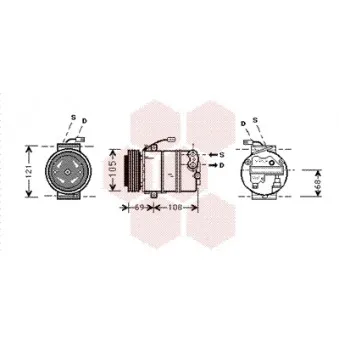 Compresseur, climatisation VAN WEZEL 3700K373
