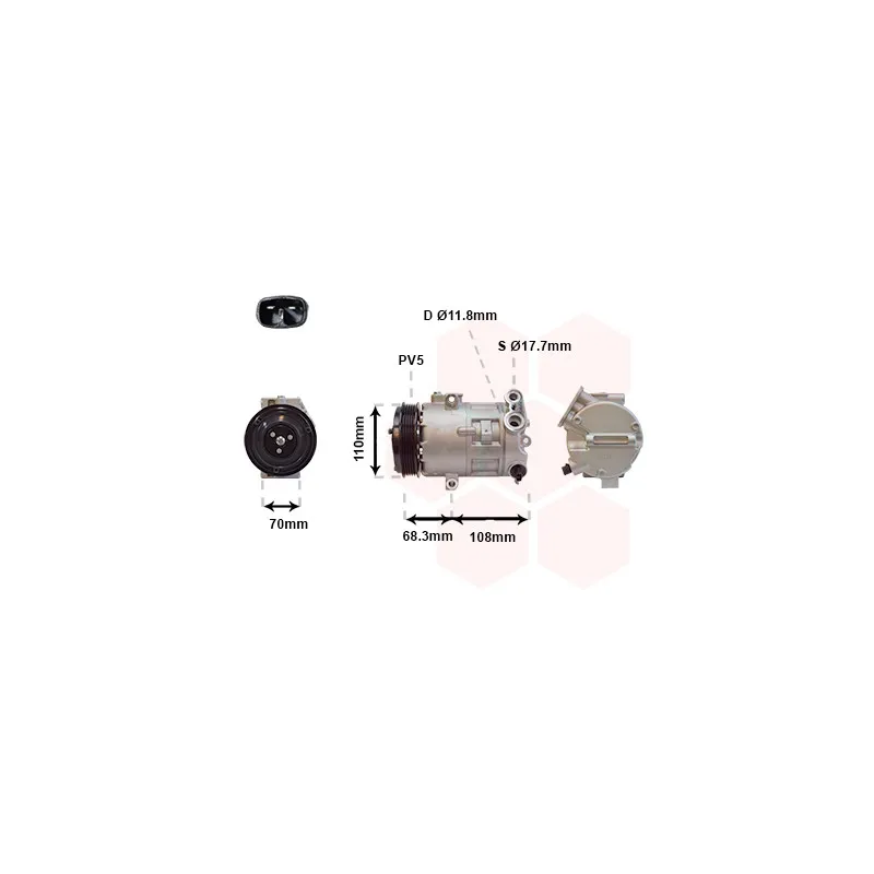 Compresseur, climatisation VAN WEZEL 3700K418