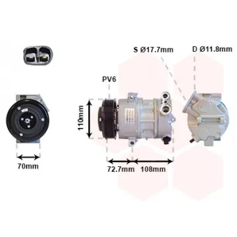 Compresseur, climatisation VAN WEZEL 3700K419