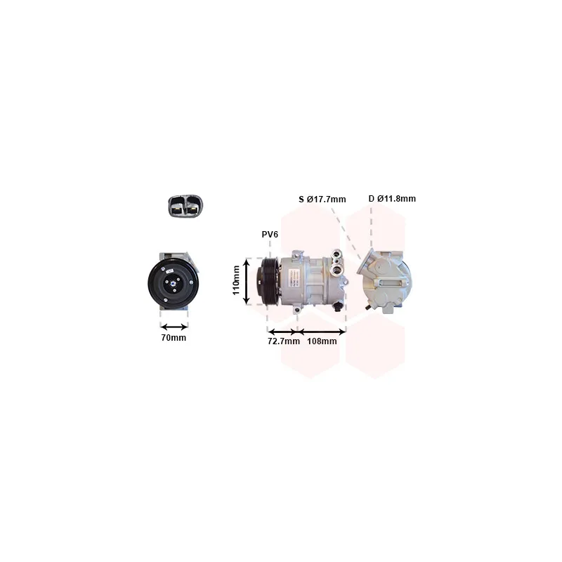 Compresseur, climatisation VAN WEZEL 3700K419