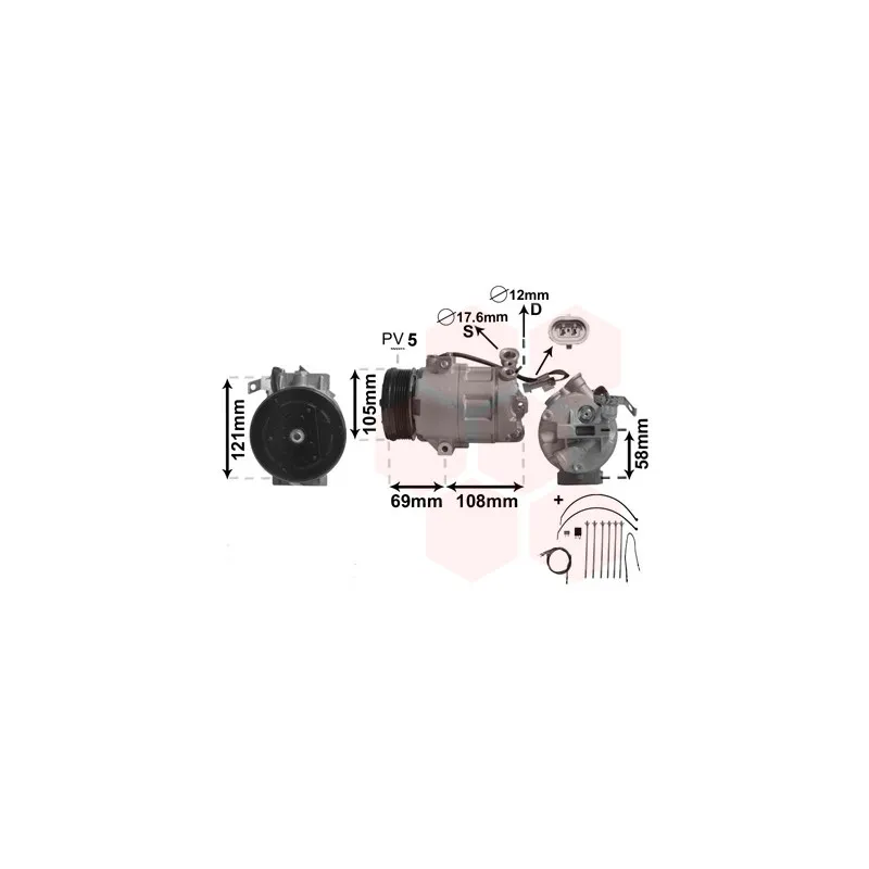 Compresseur, climatisation VAN WEZEL 3700K427