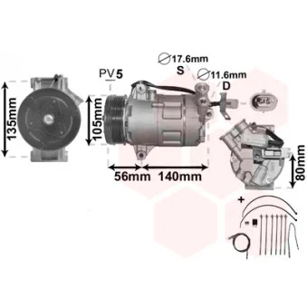 Compresseur, climatisation VAN WEZEL 3700K428