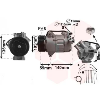 Compresseur, climatisation VAN WEZEL 3700K437