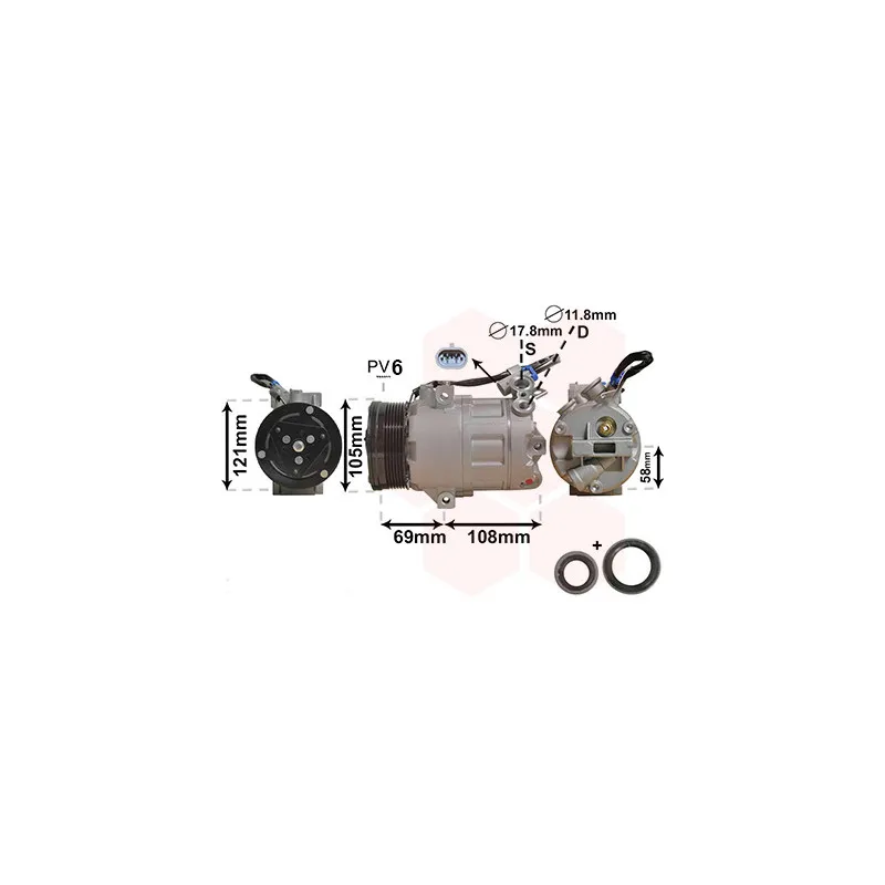 Compresseur, climatisation VAN WEZEL 3700K438