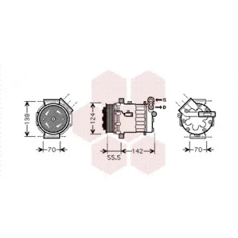 Compresseur, climatisation VAN WEZEL 3700K447
