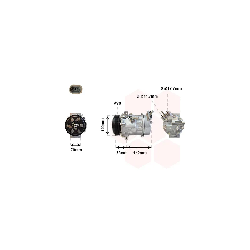 Compresseur, climatisation VAN WEZEL 3700K448