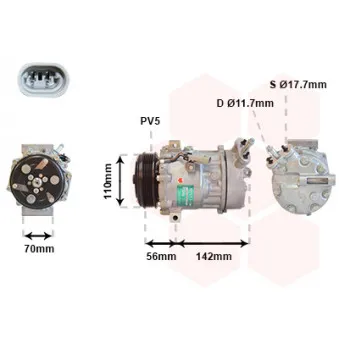 Compresseur, climatisation VAN WEZEL 3700K449