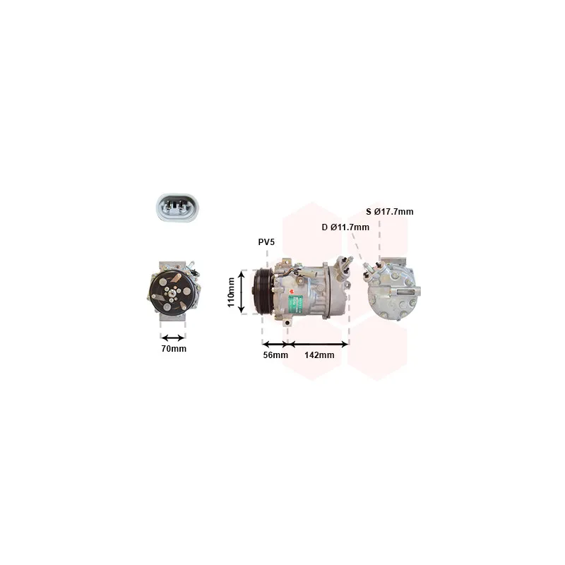 Compresseur, climatisation VAN WEZEL 3700K449