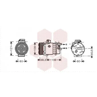 Compresseur, climatisation VAN WEZEL 3700K464