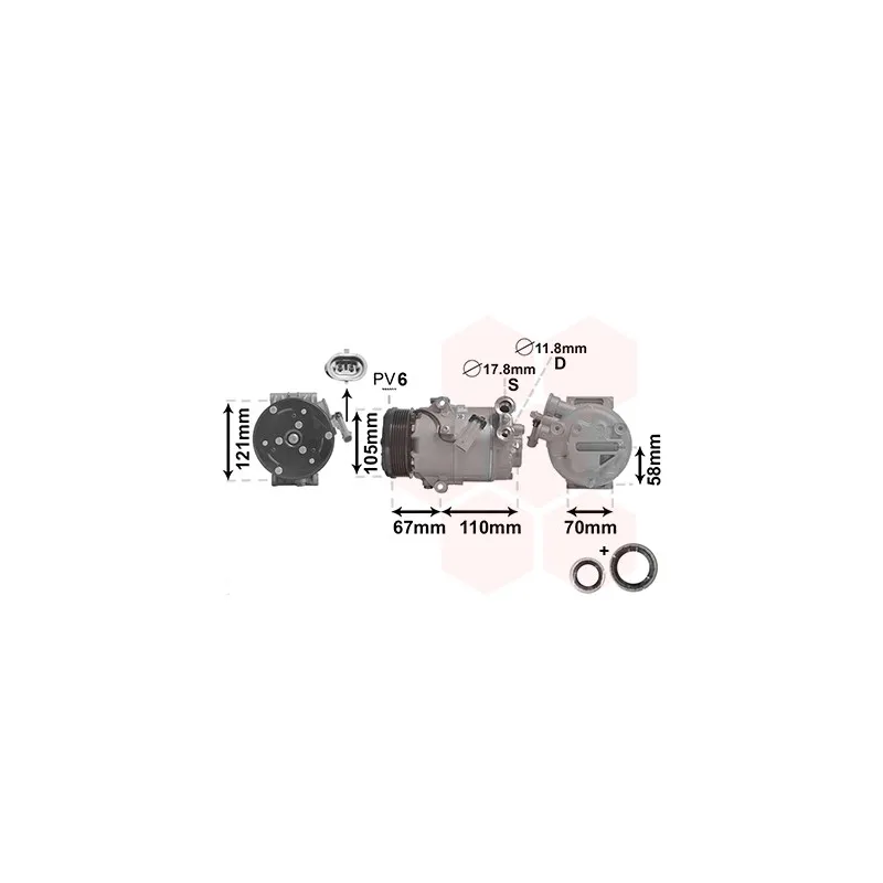 Compresseur, climatisation VAN WEZEL 3700K494