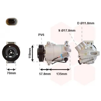 Compresseur, climatisation VAN WEZEL 3700K496