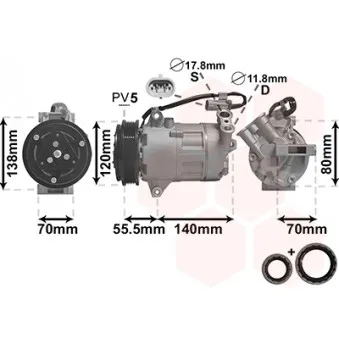 Compresseur, climatisation VAN WEZEL 3700K498