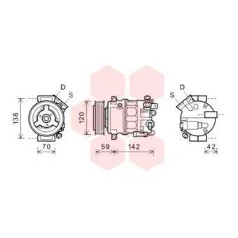 Compresseur, climatisation VAN WEZEL 3700K576