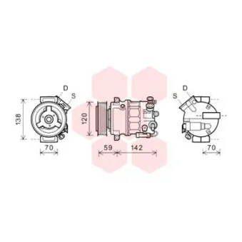 Compresseur, climatisation VAN WEZEL 3700K578