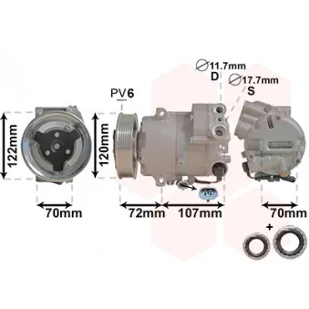 Compresseur, climatisation VAN WEZEL 3700K595