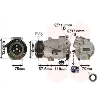 Compresseur, climatisation VAN WEZEL 3700K606
