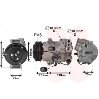 Compresseur, climatisation VAN WEZEL 3700K608