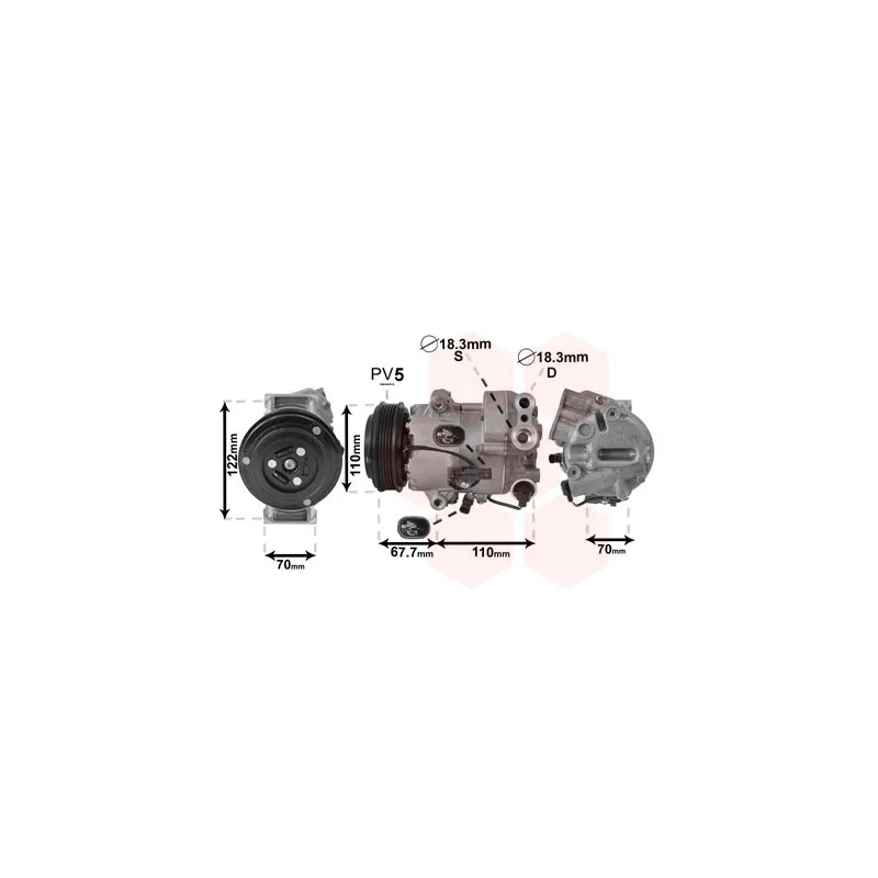Compresseur, climatisation VAN WEZEL 3700K608