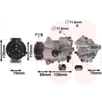 Compresseur, climatisation VAN WEZEL 3700K616