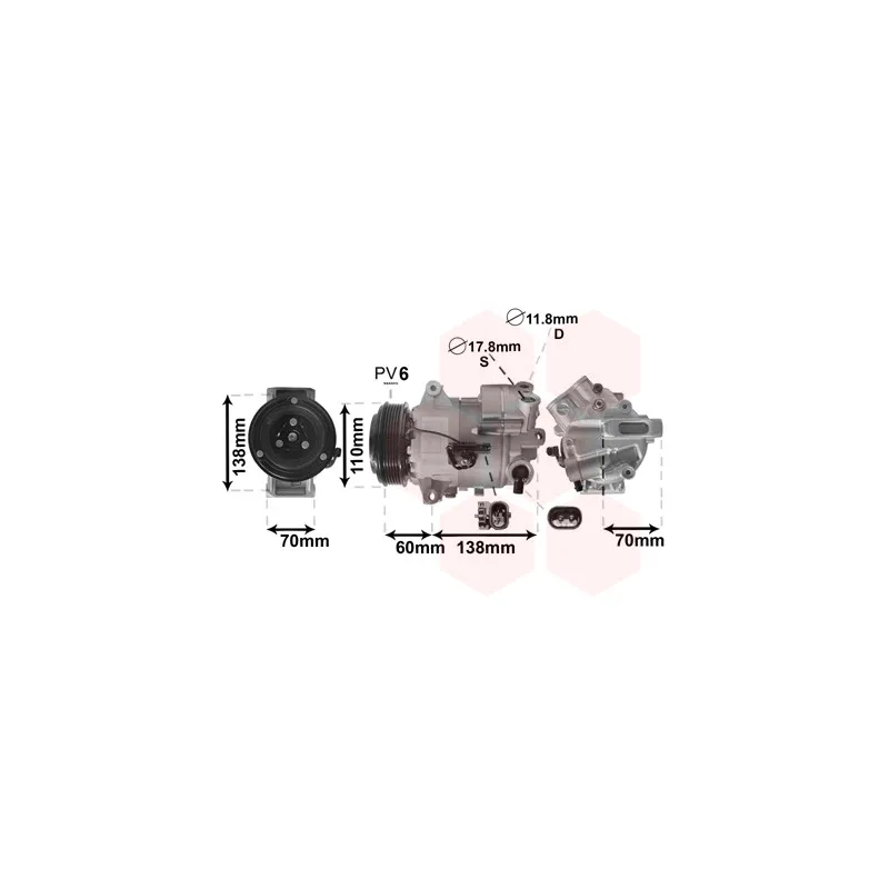 Compresseur, climatisation VAN WEZEL 3700K616