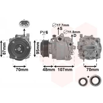 Compresseur, climatisation VAN WEZEL 3700K659