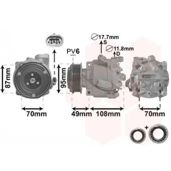 Compresseur, climatisation VAN WEZEL 3700K668