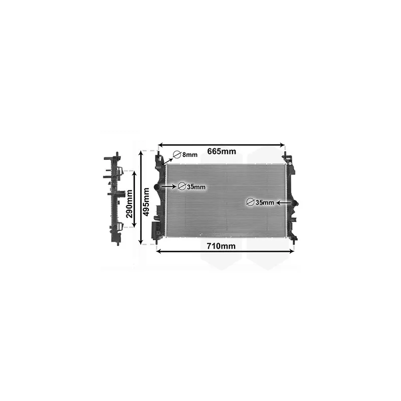 Radiateur, refroidissement du moteur VAN WEZEL 37012701