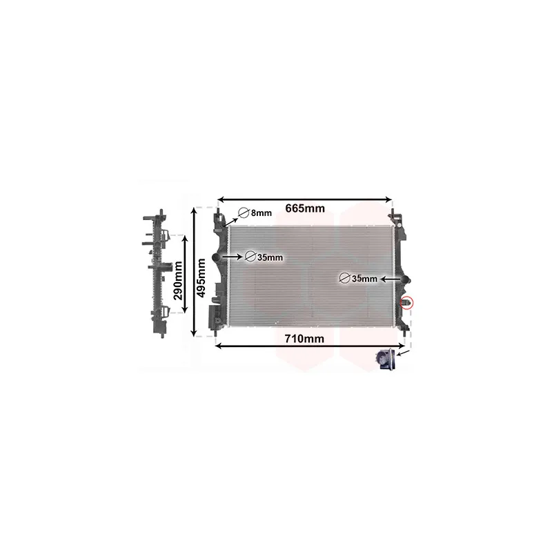 Radiateur, refroidissement du moteur VAN WEZEL 37012716