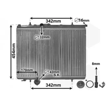Radiateur, refroidissement du moteur VAN WEZEL 40002210