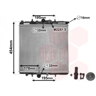 Radiateur, refroidissement du moteur VAN WEZEL 40002243