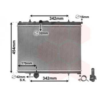 Radiateur, refroidissement du moteur VAN WEZEL 40002247