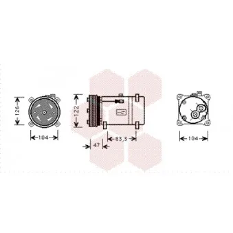 Compresseur, climatisation VAN WEZEL 4000K066