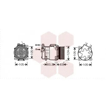 Compresseur, climatisation VAN WEZEL 4000K306
