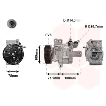 Compresseur, climatisation VAN WEZEL 4000K317
