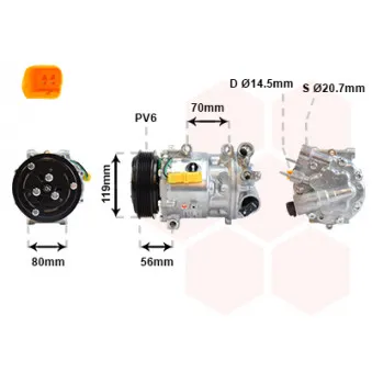 Compresseur, climatisation VAN WEZEL 4000K322