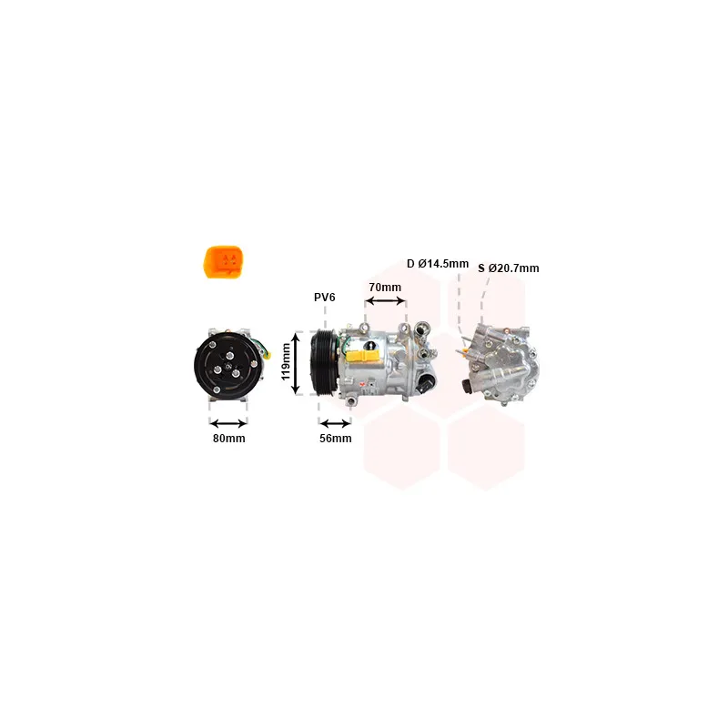 Compresseur, climatisation VAN WEZEL 4000K322