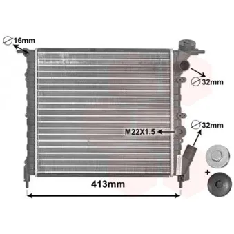 Radiateur, refroidissement du moteur VAN WEZEL 43002120