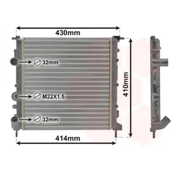 Radiateur, refroidissement du moteur VAN WEZEL 43002260