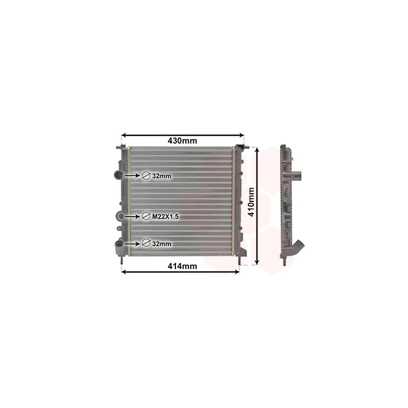 Radiateur, refroidissement du moteur VAN WEZEL 43002260