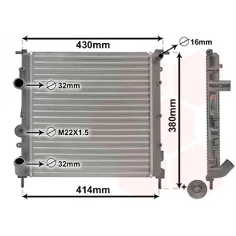 Radiateur, refroidissement du moteur VAN WEZEL 43002261