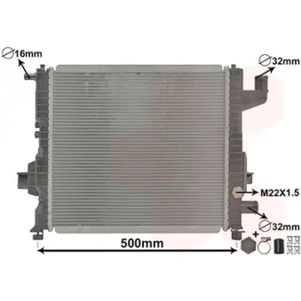 Radiateur, refroidissement du moteur VAN WEZEL 43002262