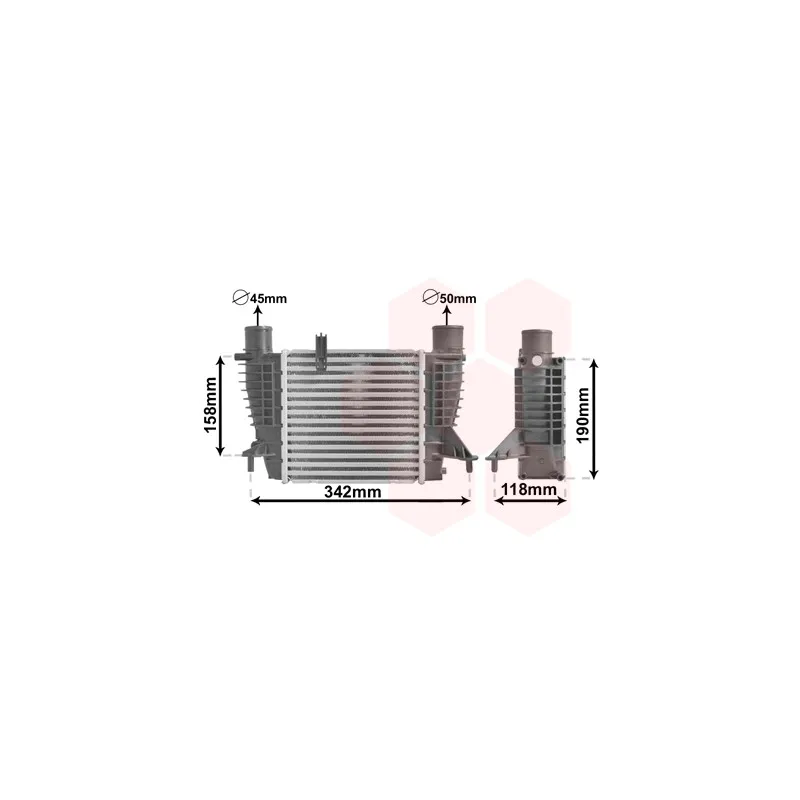 Intercooler, échangeur VAN WEZEL 43004338