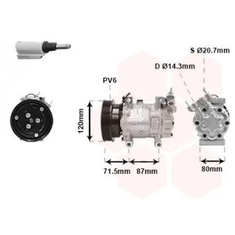 Compresseur, climatisation VAN WEZEL 4300K281