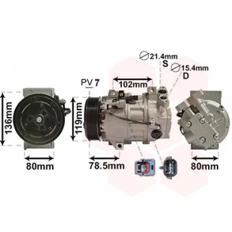 Compresseur, climatisation VAN WEZEL 4300K620